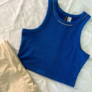 blue ribbed crop top